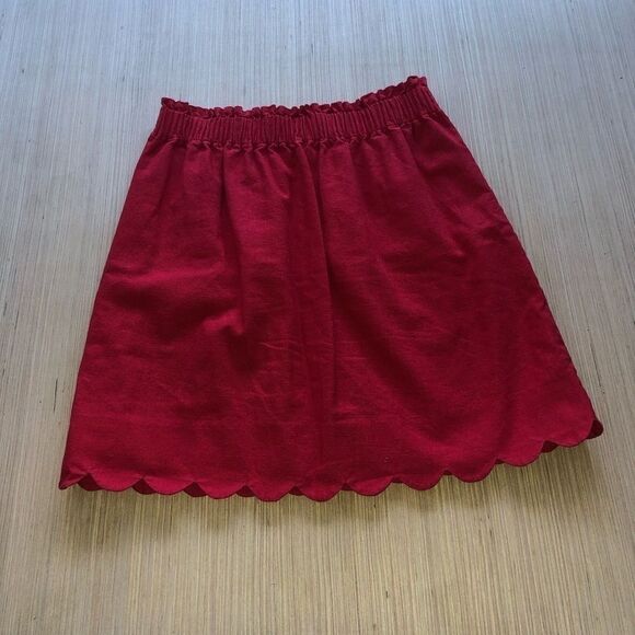 Women's J. Crew Red Scalloped Hem Skirt - Picture 5 of 7